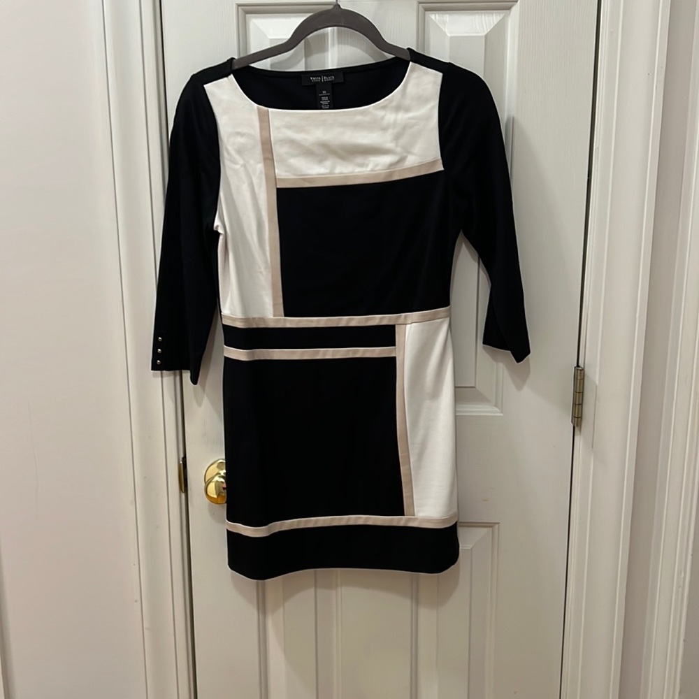 White House Black Market Long Sleeve Dress Geometric Pattern